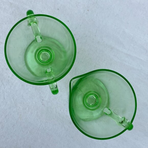 Hazel Atlas Ovide Green Uranium Open Sugar and Creamer - Picture 9 of 9